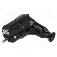 TP - 05 B Вилка угловая с кнопкой для выталкивания черная TIMEX