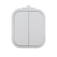 Intrerupator dublu aplicat IP54 WNT-2B2 Alb  ABEX