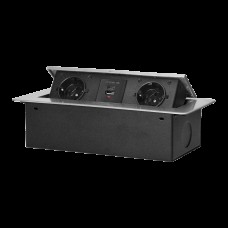 829109/ OR-GM-9034/G Bloc prize incastrat 2x2p+e schuko + USB-A + USB-C  Argintiu 