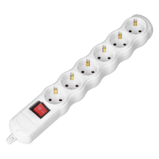 Розетка 6x2P+Z с выключателем IP20 белая без кабеля OR-AE-13269(GS)/W