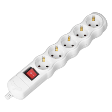 Розетка 5x2P+Z с выключателем IP20 белая без кабеля OR-AE-13267(GS)/W