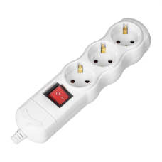 Розетка 3x2P+Z с выключателем IP20 белая без кабеля OR-AE-13263(GS)/W