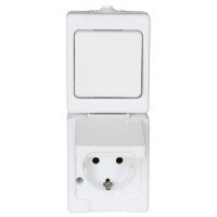 1301.0400.1 Priza + intrerupator aplicata IP44
